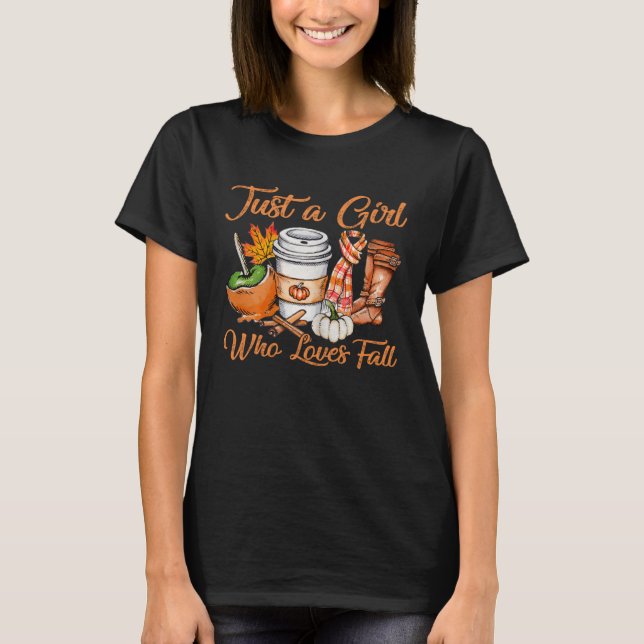 Camiseta Autumn Girls Just a girl who loves fall Pumpkin Sp (Frente)