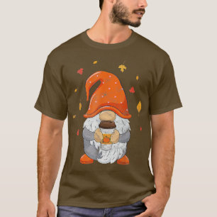 Camiseta Autumn Gnomo Café Engraçado Queda Estação T-Shirt