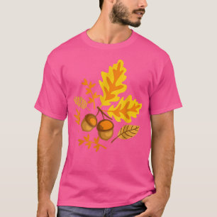 Camiseta Autumn Leaves And Acorns Fall For Women Thanksgivi