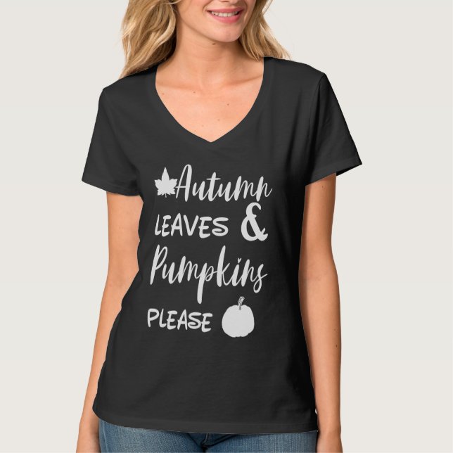 Camiseta Autumn Leaves And Pumpkins Please Halloween Spice  (Frente)