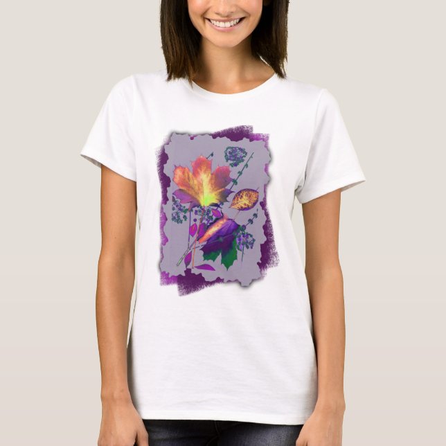 Camiseta Autumn Leaves em Lilac com Roxo (Frente)
