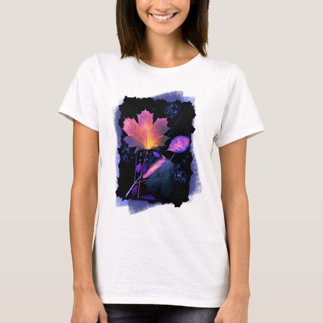 Camiseta Autumn Leaves em Neon e Azul (Frente)