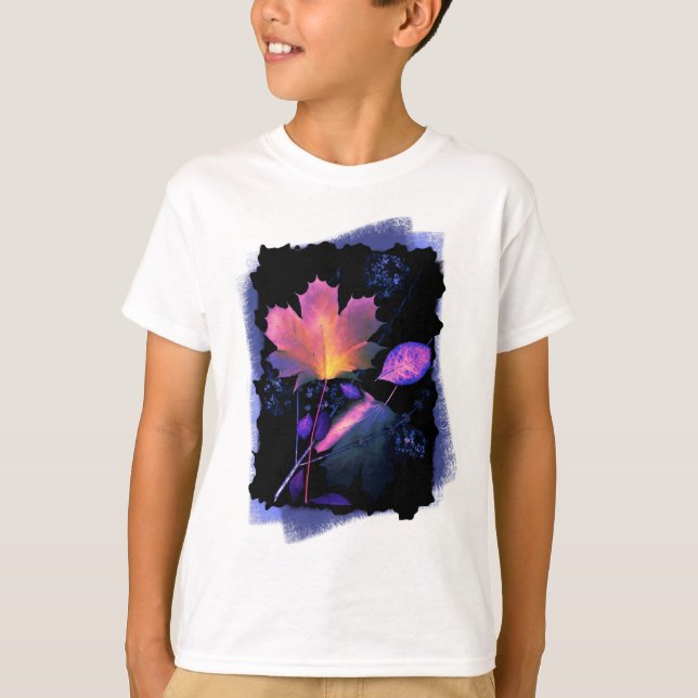 Camiseta Autumn Leaves em Neon e Azul (Frente)