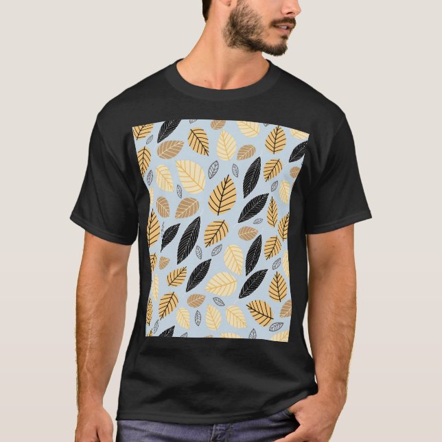 Camiseta Autumn Leaves: Fundo Azul Invisível (Frente)