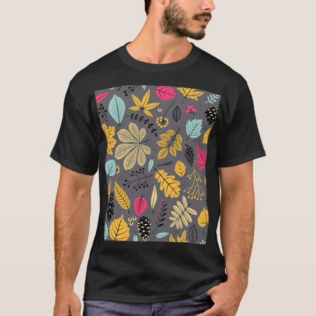 Camiseta Autumn Leaves: Padrão Escuro Sem Olhos (Frente)