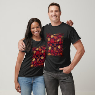 Camiseta Autumn Leaves & Skull - Arte Gótica Surreal Tailan