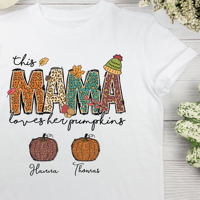 Camiseta Autumn Mama Ama Seu Pumpkin Leopardo (Criador carregado)