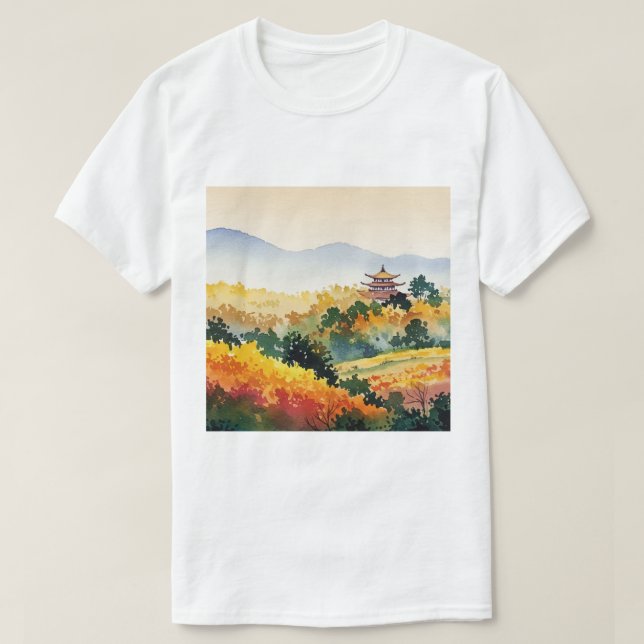 Camiseta Autumn mountain landscape (Frente do Design)
