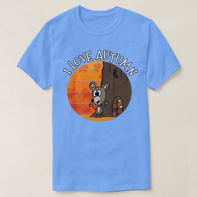 Camiseta Autumn Mouse, Adoro Outono, Vida Selvagem (Frente do Design)
