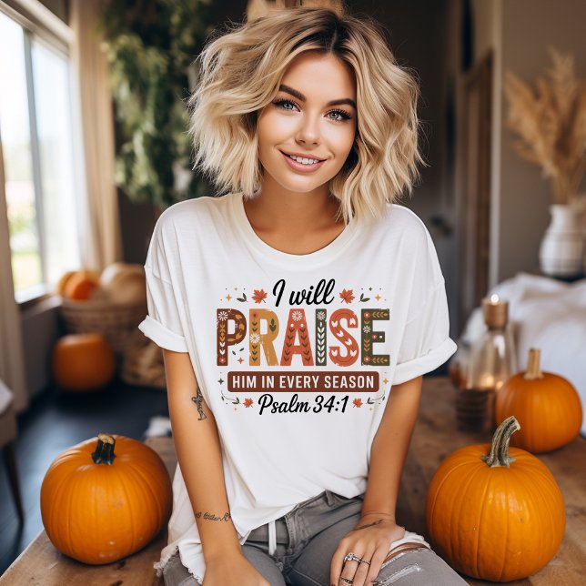 Camiseta Autumn Psalm 34 T-shirt (Personalize this cute Psalm 34:1  t-shirt.)