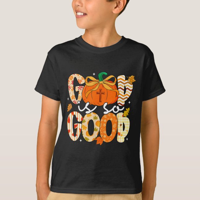 Camiseta Autumn Pumpkin Christian Thanksgiving Faith God Is (Frente)