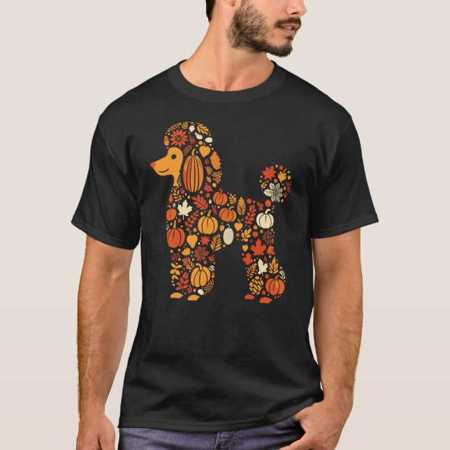 Camiseta Autumn Pumpkin Fall Poodle Thanksgiving Dog Womens (Frente)