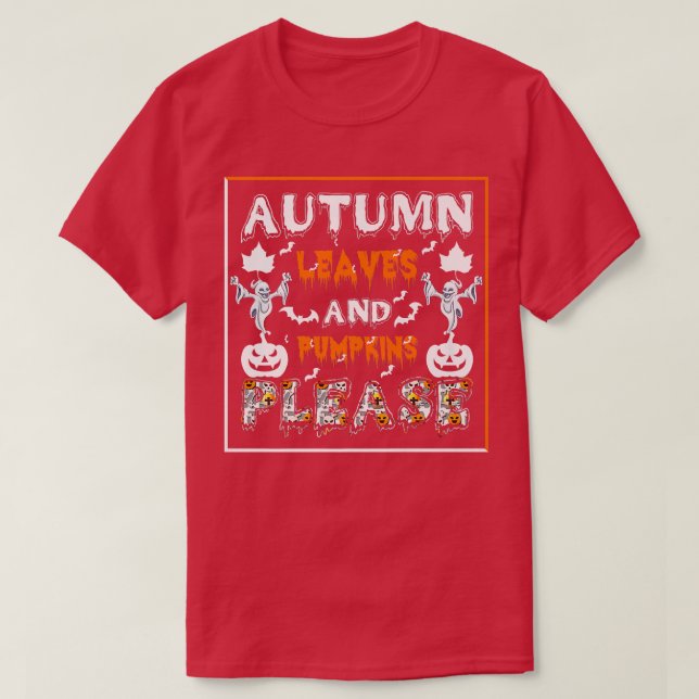 Camiseta Autumn Pumpkin Monstros Gritam-Na Muito Feliz Hall (Frente do Design)