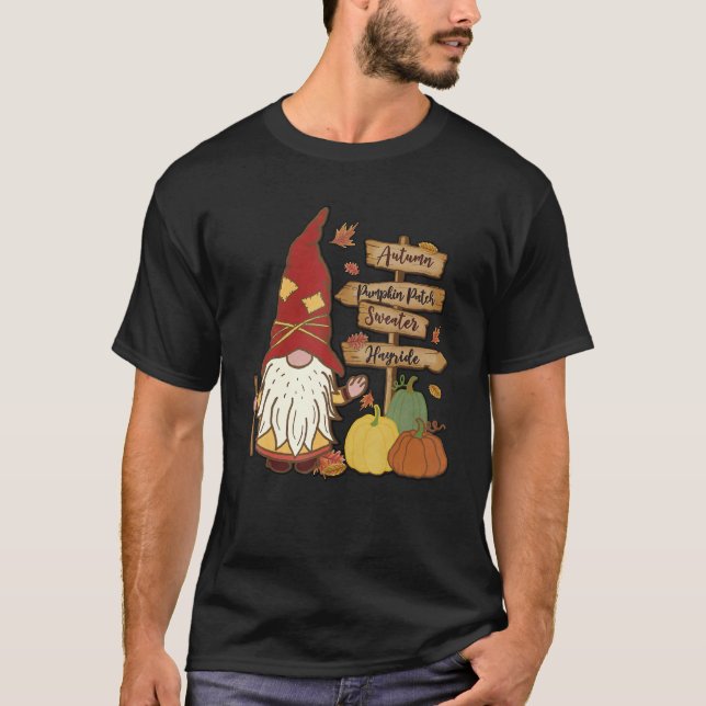 Camiseta Autumn Pumpkin Patch Gnome Fall Family Pajama Than (Frente)