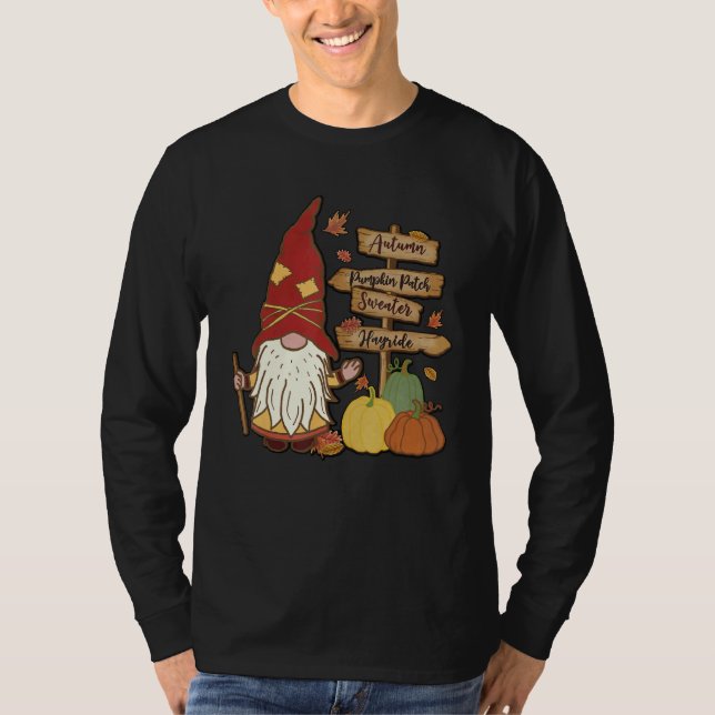 Camiseta Autumn Pumpkin Patch Gnome Fall Family Pajama Than (Frente)