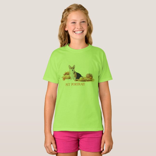 Camiseta Autumn Pup & Pumpkins (Frente Completa)