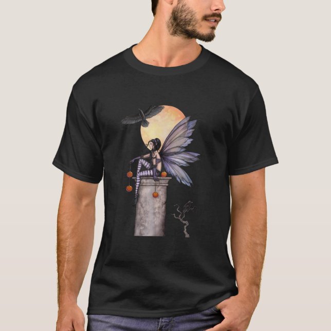 Camiseta Autumn Raven Gothic Fairy Fantasy Art (Frente)