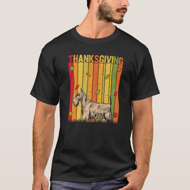 Camiseta Autumn Retro Cute Scottish Terrier Dog Thanksgivin (Frente)