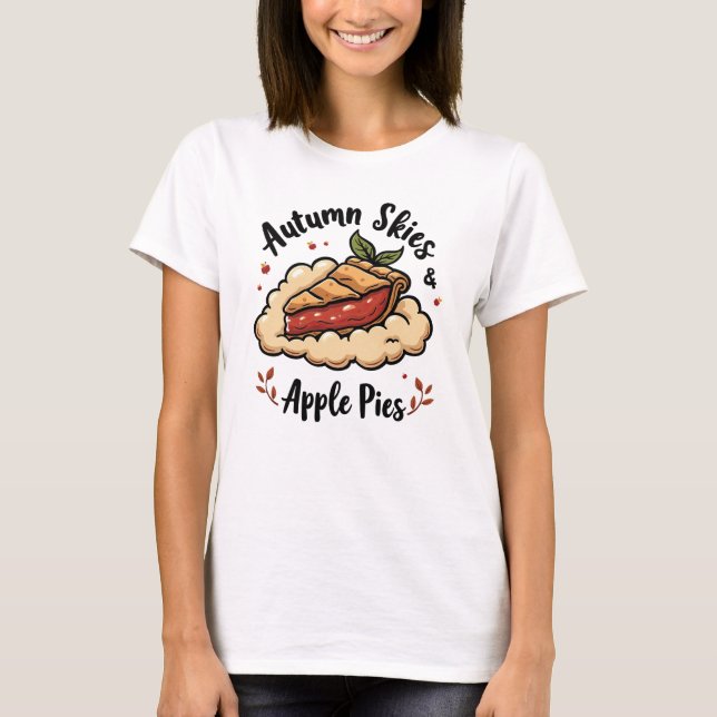 Camiseta Autumn Skies & Apple Pies - Pie Cozy na Nuvem (Frente)