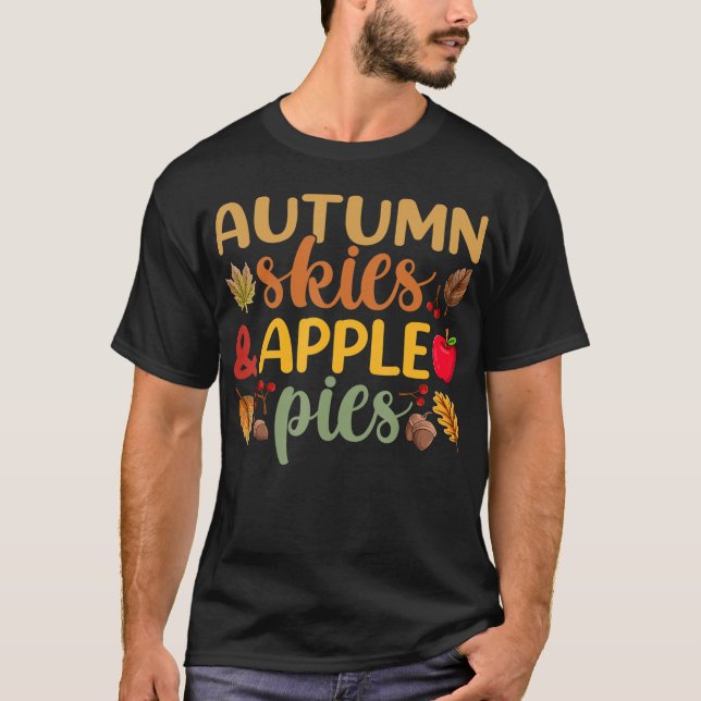Camiseta Autumn Skies Apple Pies T Ação de Graças Mulheres (Frente)