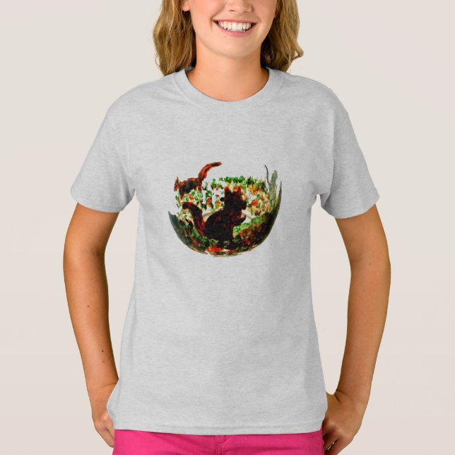 Camiseta Autumn Squirrels Animal Art (Frente)