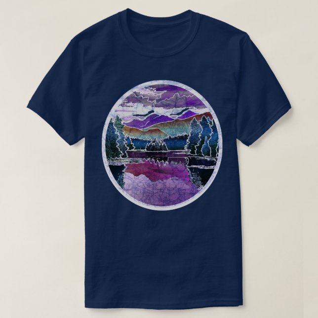 Camiseta Autumn Sunset Adirondack Mounts Lago outono (Frente do Design)