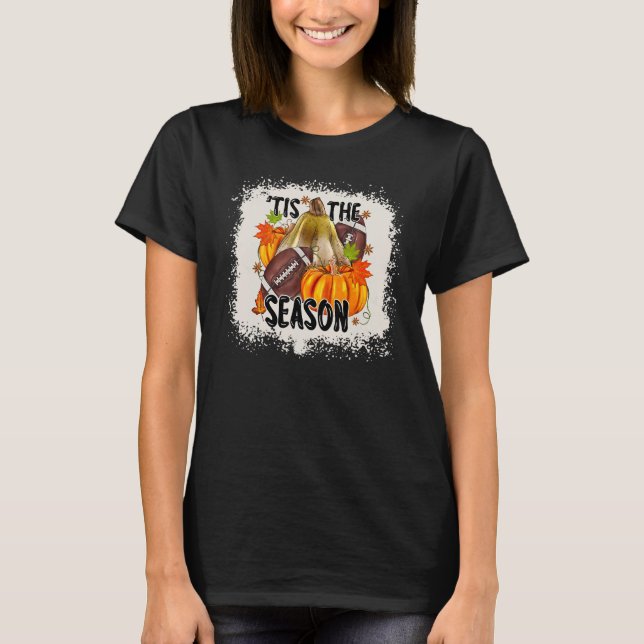 Camiseta Autumn Tis The Season Pumpkin Fall Football Player (Frente)