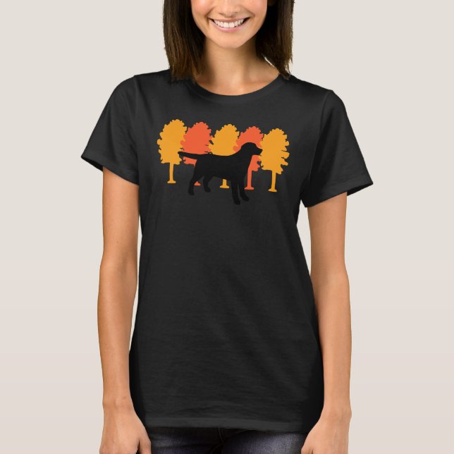 Camiseta Autumn Trees Black Labrador Silhouette (Frente)