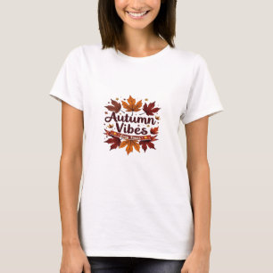 Camiseta Autumn Vibes Cozy Fall Foles Design