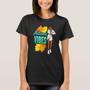 Camiseta Autumn Vibes Queda Leaf Black Girl Magic Melanin P