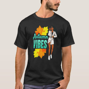 Camiseta Autumn Vibes Queda Leaf Black Girl Magic Melanin P