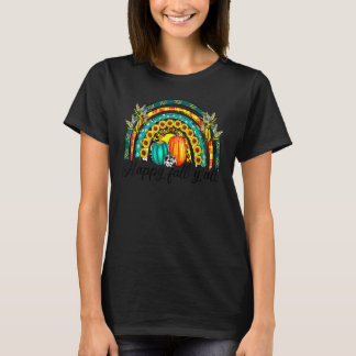 Camiseta Autumn Vibes Rainbow Happy Fall Y para o outono 1