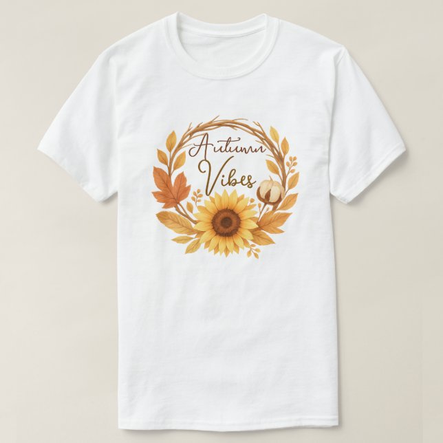 Camiseta Autumn Vibes Sunflower (Frente do Design)