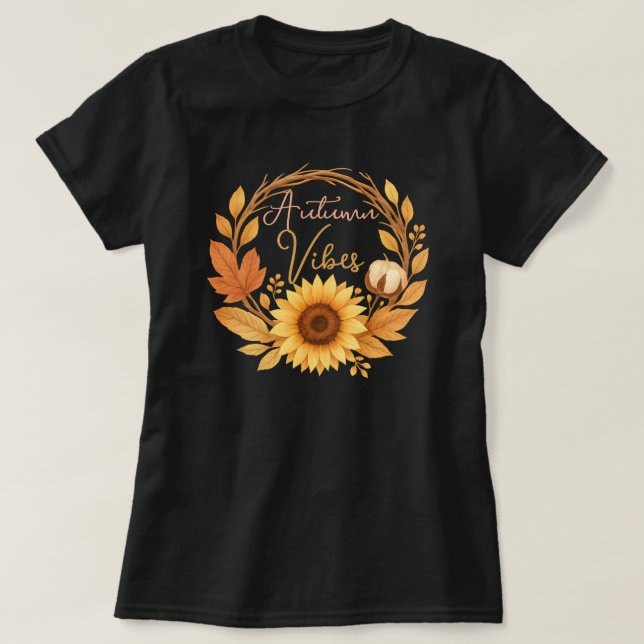 Camiseta Autumn Vibes Sunflower (Frente do Design)
