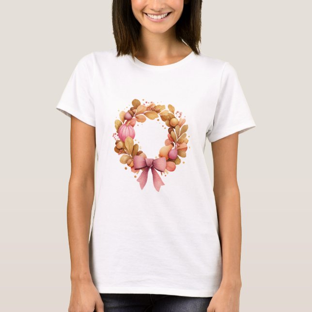Camiseta Autumn Wreath Graphic T-Shirt - Tea de Ação de Gra (Frente)