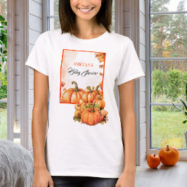 Camiseta Autumnal Gold Orange Watercolor Pumpkin Mommy Baby