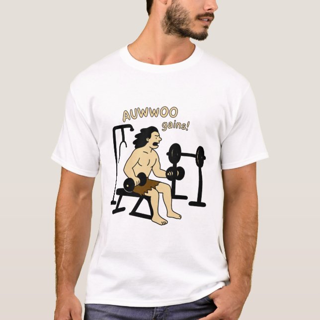 Camiseta AUWOO ganha Design de Giro Engraçado Caveman - Mal (Frente)
