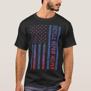 Camiseta Auxiliar de Reparo de Bicicleta Blue Red Flag Amer