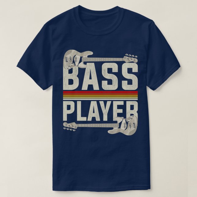 Camiseta Auxiliar do Retro Bass Player (Frente do Design)
