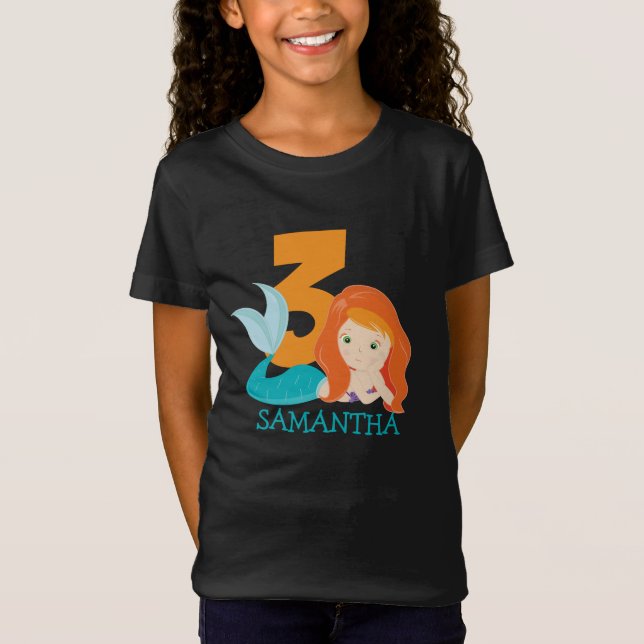 Camiseta Ava - Rio Mermaid Deusa aniversário de 3 anos T-Sh (Frente)