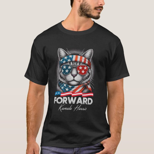 Camiseta Avançar senhoras de Gato Votem KAMALA HARRIS, em f (Frente)