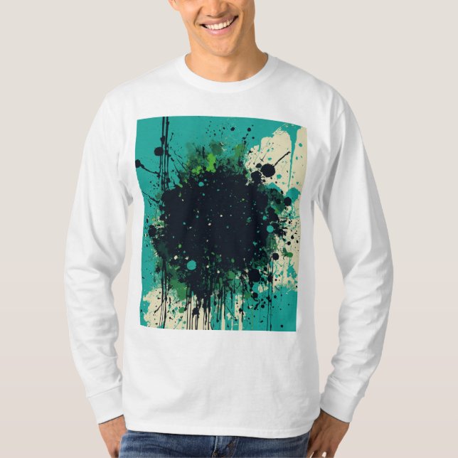 Camiseta Avant-Garde Splatter: Designer Futurístico High-En (Frente)