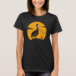 Camiseta Ave Animal Pelicano Legal Ao Pôr do Sol Para Homen