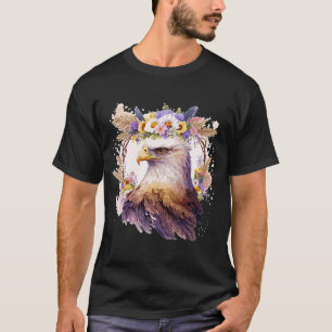 Camiseta Ave De Águia De Aves Flores De Coroa De Presas