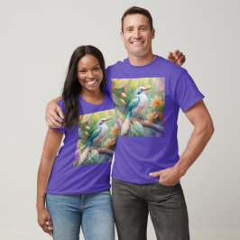 Camiseta Ave de Fantasia com Asa de Azul Iridescente com To