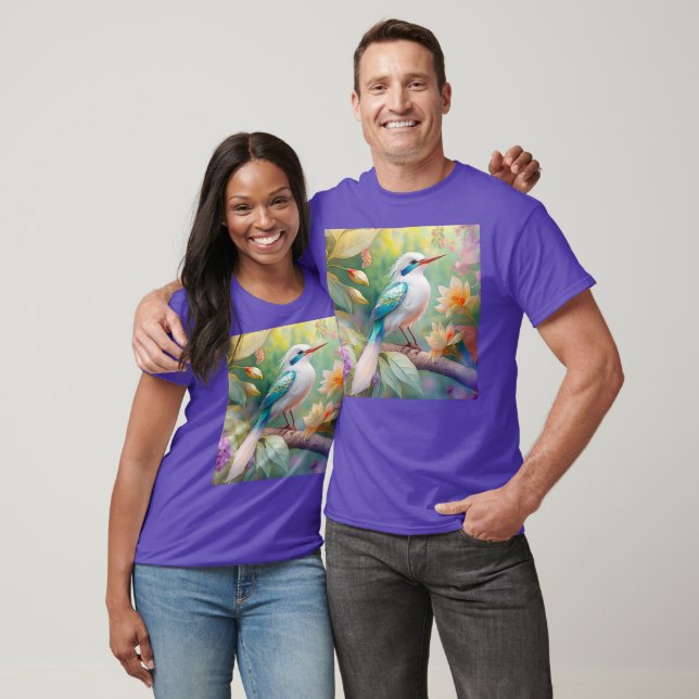 Camiseta Ave de Fantasia com Asa de Azul Iridescente com To (Unissex)