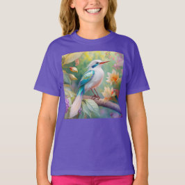 Camiseta Ave de Fantasia com Asa de Azul Iridescente com To