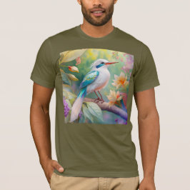 Camiseta Ave de Fantasia com Asa de Azul Iridescente com To