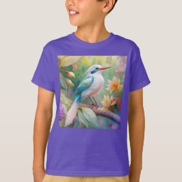Camiseta Ave de Fantasia com Asa de Azul Iridescente com To