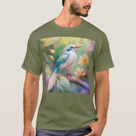 Camiseta Ave de Fantasia com Asa de Azul Iridescente com To
